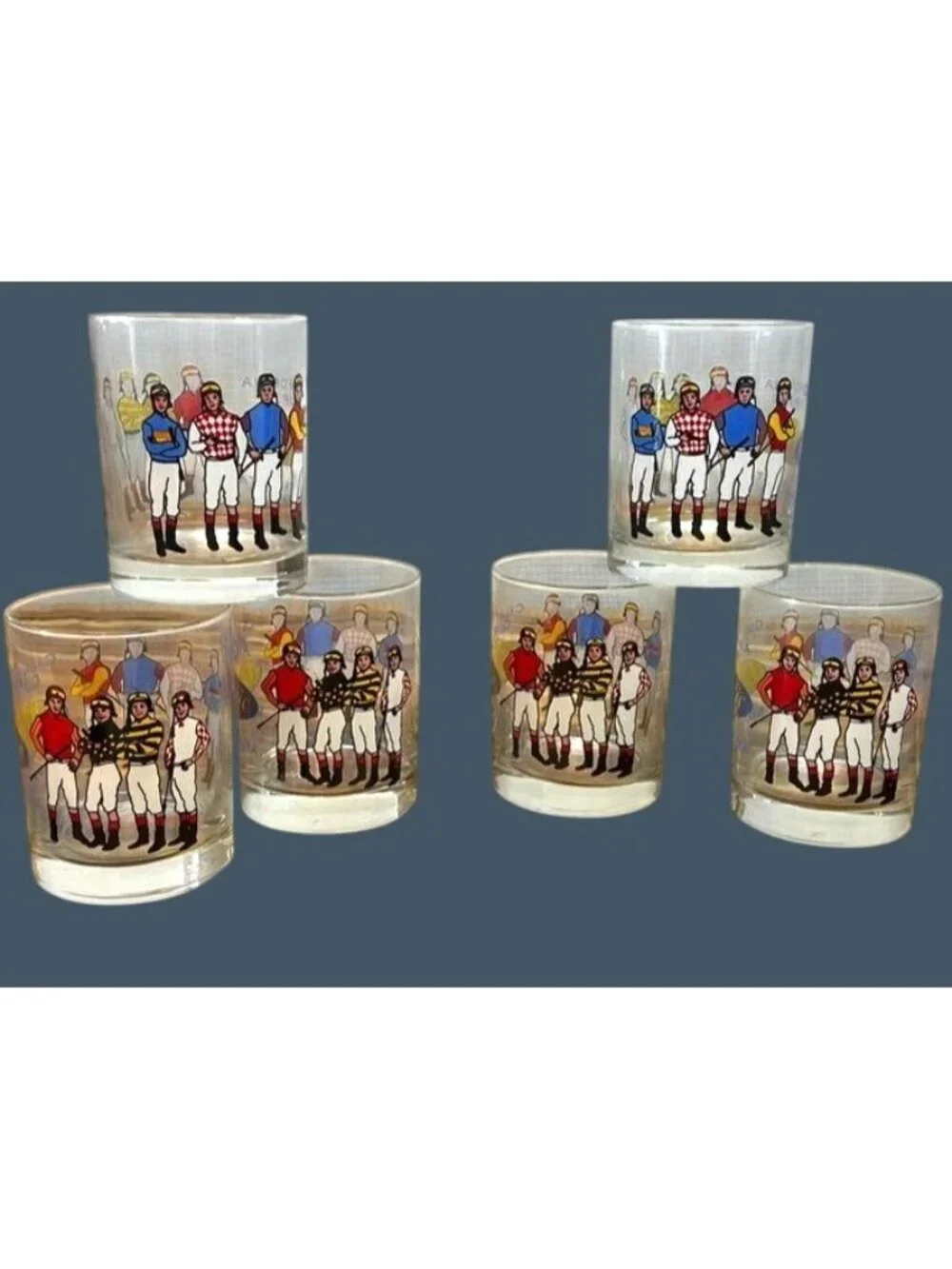California Cup IX Santa Anita Park Jockey Glass Set Of 6 Classic Winners Horse R